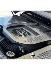 American Car Craft Blue LED V6 Engine Shroud w/Polished Perforation Jeep Logo Black Carbon Fiber Jeep Wrangler JK 2007-2018                                     - ACC-143008-BLUL - Image 4