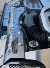 American Car Craft White LED Perforated Radiator Cover w/Brushed Mountain Range Jeep Wrangler JK 2007-2018                                     - ACC-143012-WHTL - Image 6