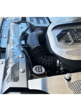 American Car Craft White LED Perforated Radiator Cover w/Brushed Mountain Range Jeep Wrangler JK 2007-2018                                     - ACC-143012-WHTL - Image 2