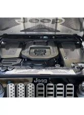 American Car Craft White LED Perforated Radiator Cover w/Brushed Mountain Range Jeep Wrangler JK 2007-2018                                     - ACC-143012-WHTL - Image 3