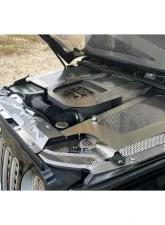 American Car Craft White LED Perforated Radiator Cover w/Brushed Mountain Range Jeep Wrangler JK 2007-2018                                     - ACC-143012-WHTL - Image 4
