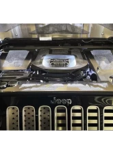 American Car Craft White LED Perforated Radiator Cover w/Brushed Mountain Range Jeep Wrangler JK 2007-2018                                     - ACC-143012-WHTL - Image 5