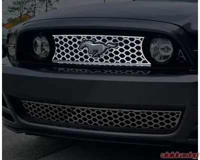 American Car Craft Honeycomb Upper Front Grille Overlay Polished Stainless Steel Ford Mustang 2010-2014 - ACC-272041