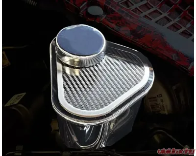 American Car Craft Polished Master Cylinder Cover w/ Carbon Fiber Top Plate w/ Brushed Trim Ford Mustang 2015-2023 - ACC-273102