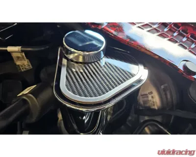 American Car Craft Polished Master Cylinder Cover w/ Carbon Fiber Top Plate w/ Brushed Trim Ford Mustang 2015-2023 - ACC-273102