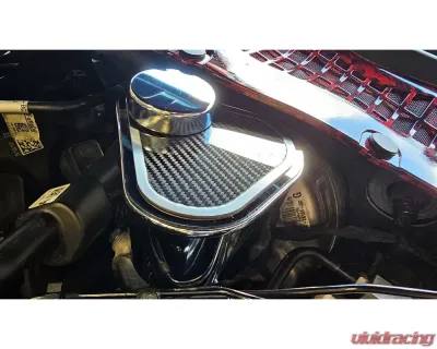 American Car Craft Polished Master Cylinder Cover w/ Carbon Fiber Top Plate w/ Brushed Trim Ford Mustang 2015-2023 - ACC-273102