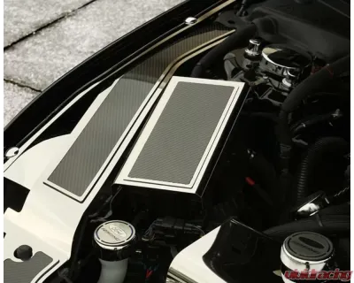 American Car Craft Polished Stainless Fuse Box Cover w/ Carbon Fiber Top Plate Ford Mustang 2015-2020 - ACC-273103