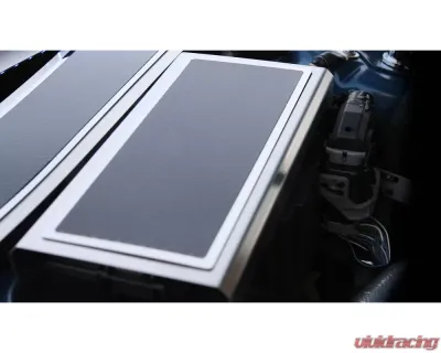 American Car Craft Polished Stainless Fuse Box Cover w/ Carbon Fiber Top Plate Ford Mustang 2015-2020 - ACC-273103