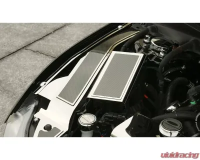 American Car Craft Polished Stainless Fuse Box Cover w/ Carbon Fiber Top Plate Ford Mustang 2015-2020 - ACC-273103