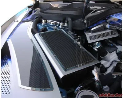American Car Craft Brushed Stainless Fuse Box Cover w/ Carbon Fiber Top Plate Ford Mustang 2015-2020 - ACC-273104