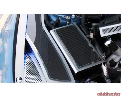 American Car Craft Brushed Stainless Fuse Box Cover w/ Carbon Fiber Top Plate Ford Mustang 2015-2020 - ACC-273104