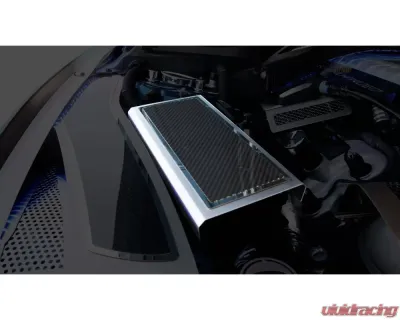 American Car Craft Brushed Stainless Fuse Box Cover w/ Carbon Fiber Top Plate Ford Mustang 2015-2020 - ACC-273104