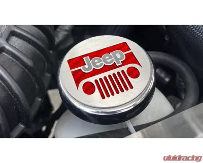 American Car Craft 5Pc Red Carbon Fiber Jeep Logo Cap Set Jeep Wrangler JK 2007-2018 - ACC-143013-RD