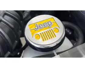 American Car Craft 5Pc Yellow Carbon Fiber Jeep Logo Cap Set Jeep Wrangler JK 2007-2018