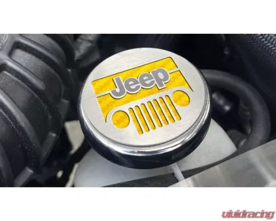 American Car Craft 5Pc Yellow Carbon Fiber Jeep Logo Cap Set Jeep Wrangler JK 2007-2018 - ACC-143013-YLW