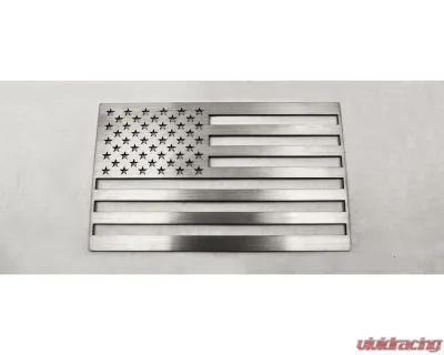American Car Craft 2-Piece Stainless Steel Brushed No Color American Flag Emblem - ACC-142029
