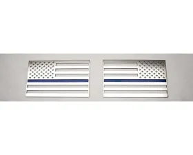 American Car Craft 1-Piece Stainless Steel Brushed Thin Blue Line American Flag Emblem