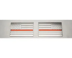 American Car Craft 1-Piece Stainless Steel Brushed Thin Red Line American Flag Emblem