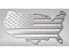American Car Craft 1-Piece Stainless Steel Brushed No Color USA Map Flag Emblem ACC-142063