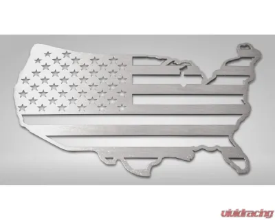 American Car Craft 1-Piece Stainless Steel Brushed No Color USA Map Flag Emblem ACC-142063 - ACC-142063