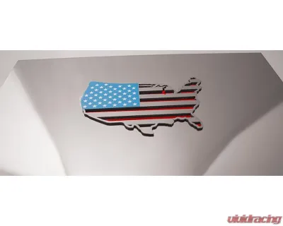 American Car Craft 1-Piece Stainless Steel Polished Red-White-Blue USA Map Flag Emblem ACC-142062 - ACC-142062