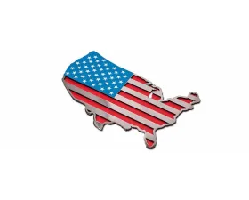 American Car Craft 1-Piece Stainless Steel Polished Red-White-Blue USA Map Flag Emblem ACC-142062