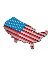 American Car Craft 1-Piece Stainless Steel Polished Red-White-Blue USA Map Flag Emblem ACC-142062                                     - ACC-142062 - Image 2
