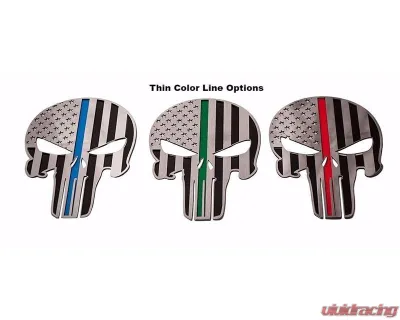 American Car Craft 1-Piece 6" Stainless Steel Brushed No Color Pride Patriot Skull Emblem - ACC-142072