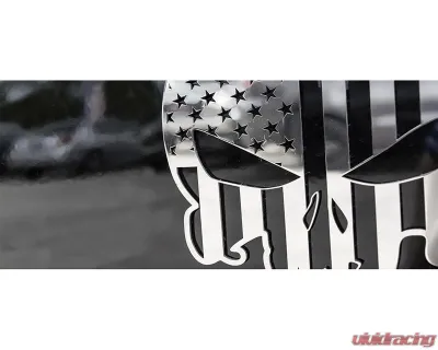 American Car Craft 1-Piece 6" Stainless Steel Brushed No Color Pride Patriot Skull Emblem - ACC-142072