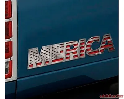 American Car Craft 1-Piece Stainless Steel Brushed Merica Emblem - ACC-142077