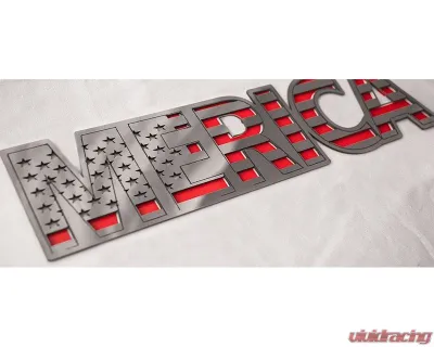 American Car Craft 1-Piece Stainless Steel Brushed Merica Emblem - ACC-142077