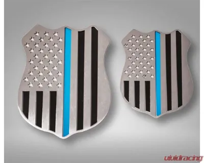 American Car Craft 1-Piece 4" Stainless Steel Brushed Police Shield Emblem - ACC-142081