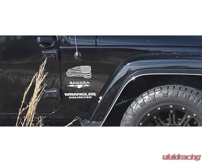 American Car Craft 1-Piece 6" Stainless Steel Brushed Small Battle Worn American Flag Emblem - ACC-142128