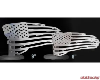American Car Craft 1-Piece 6" Stainless Steel Brushed Small Battle Worn American Flag Emblem - ACC-142128