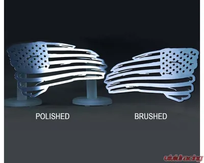 American Car Craft 1-Piece 6" Stainless Steel Brushed Small Battle Worn American Flag Emblem - ACC-142128