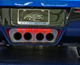 American Car Craft Red LED Perforated Illum Exhaust Filler Panel Chevrolet Corvette Stingray C7 2014-2019