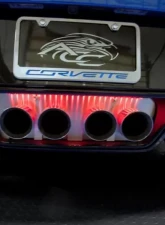 American Car Craft Red Brushed Stainless Exhaust Filler Panel Chevrolet Corvette Stingray 2014-2019                                     - ACC-052016 - Image 2