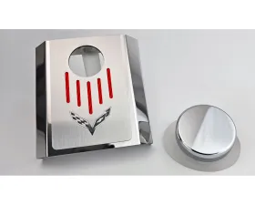American Car Craft Master Cylinder Cover Manual Polished Stainless - Red Carbon Fiber Chevrolet Corvette C7 2014-2019