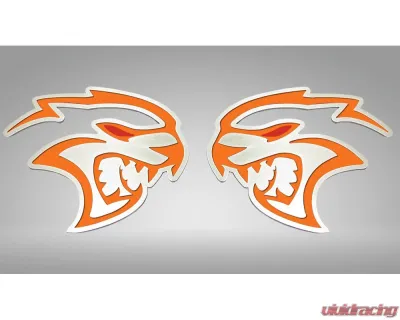 American Car Craft  Redeye Hellcat Badges 2pc Brushed Stainless Steel Hemi Orange Inlay Dodge Challenger 2015-2023 - ACC-152058-HORG