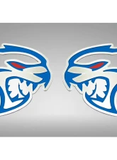 American Car Craft Hellcat Redeye Badges 2pc Brushed Stainless Steel Mopar Blue Inlay Dodge Challenger 2015-2023                                     - ACC-152058-MBLU - Image 2