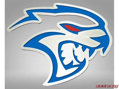American Car Craft Hellcat Redeye Badges 2pc Brushed Stainless Steel Mopar Blue Inlay Dodge Challenger 2015-2023 - ACC-152058-MBLU