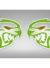 American Car Craft Redeye Hellcat Badges 2pc Brushed Stainless Steel Sublime Green Inlay Dodge Challenger 2015-2023                                     - ACC-152058-SBGR - Image 2