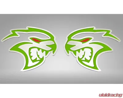 American Car Craft Redeye Hellcat Badges 2pc Brushed Stainless Steel Sublime Green Inlay Dodge Challenger 2015-2023 - ACC-152058-SBGR