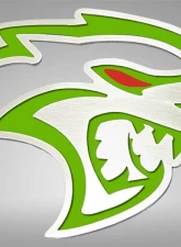 American Car Craft Redeye Hellcat Badges 2pc Brushed Stainless Steel Sublime Green Inlay Dodge Challenger 2015-2023                                     - ACC-152058-SBGR - Image 2