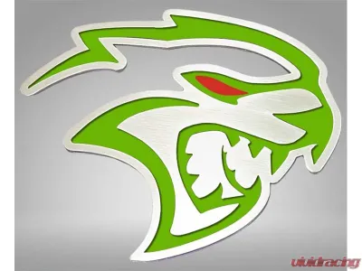 American Car Craft Redeye Hellcat Badges 2pc Brushed Stainless Steel Sublime Green Inlay Dodge Challenger 2015-2023 - ACC-152058-SBGR
