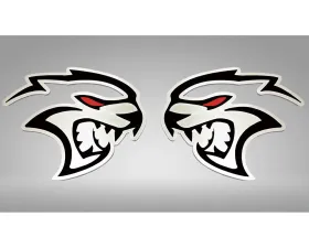 American Car Craft Redeye Hellcat Badges 2pc Brushed Stainless Steel Solid Black Inlay Dodge Challenger 2015-2023