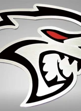 American Car Craft Redeye Hellcat Badges 2pc Brushed Stainless Steel Solid Black Inlay Dodge Challenger 2015-2023                                     - ACC-152058-SBLK - Image 2