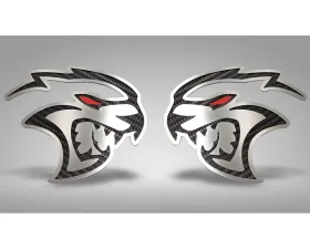 American Car Craft Redeye Hellcat Badges 2pc Brushed Stainless Steel Real Carbon Fiber Dodge Challenger Hellcat Redeye 2015-2023