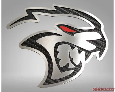 American Car Craft Redeye Hellcat Badges 2pc Brushed Stainless Steel Real Carbon Fiber Dodge Challenger Hellcat Redeye 2015-2023 - ACC-152059