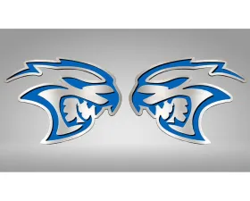 American Car Craft Hellcat Badges 2Pc Blue for 2015-2023 Dodge Challenger Mopar